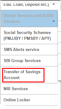 भारतीय स्टेट बैंक खाता Transfer