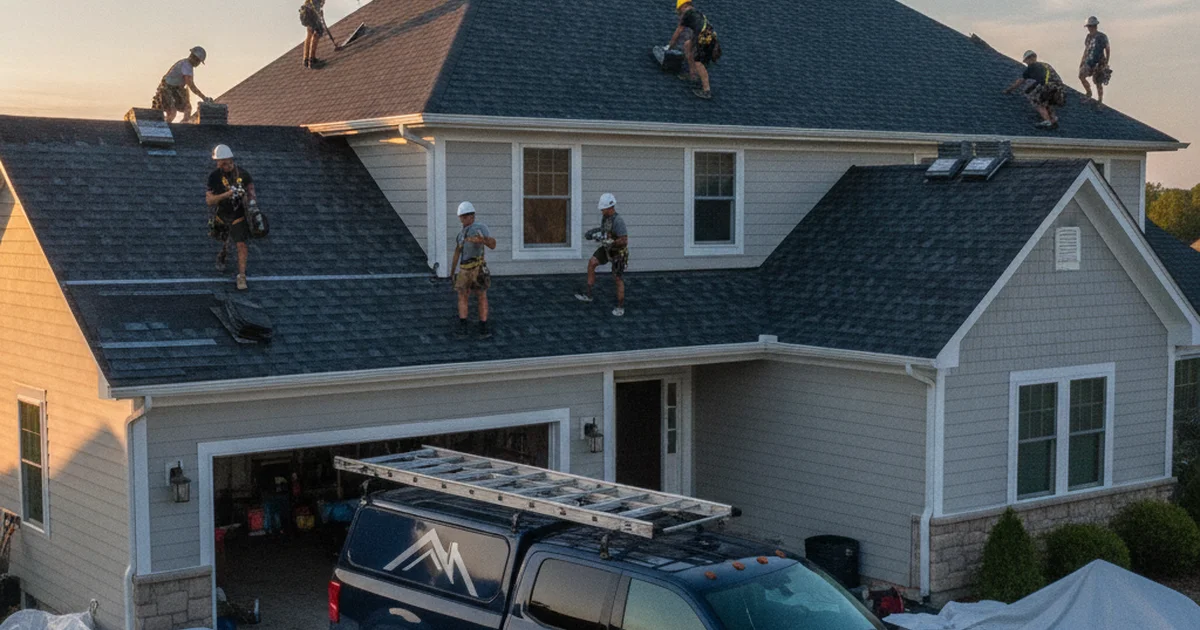 Roof replacement in progress in Detroit